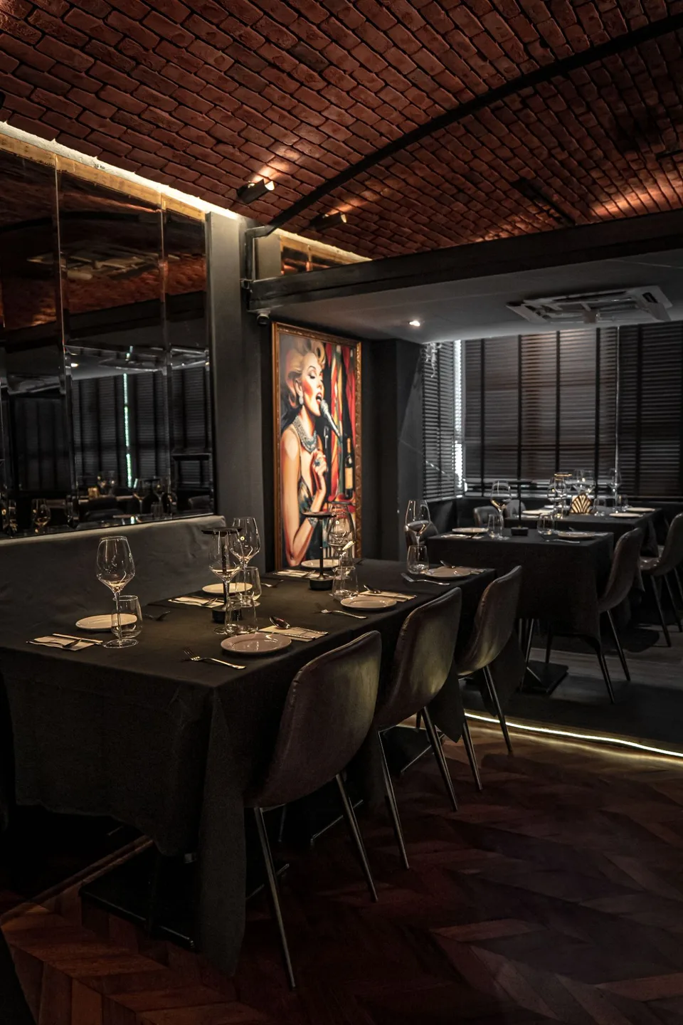 The Brick by Justwine: the dining room and meat selection. Photographs supplied with the restaurant brief.