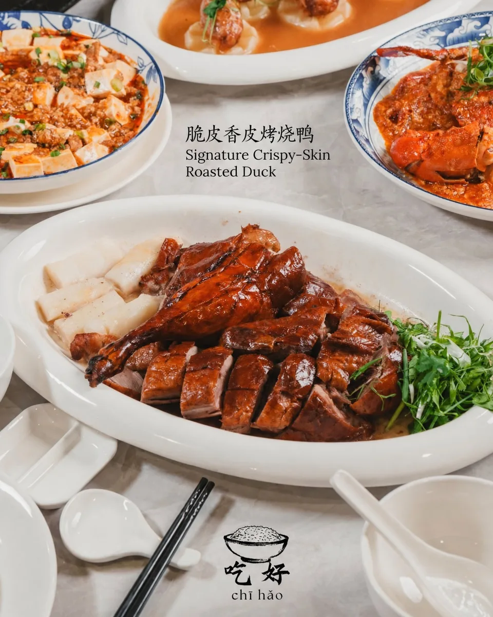 Chī Hǎo’s roast duck and Thai Snapper Seafood Platter. Photographs supplied with the restaurant brief.